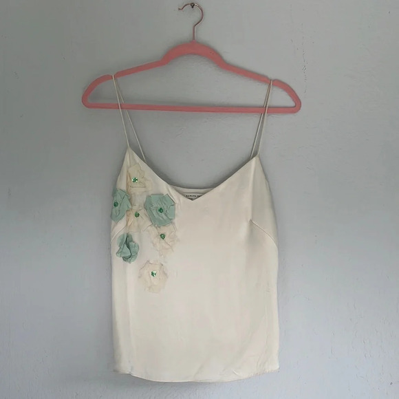 Banana Republic 100% Silk Floral Spaghetti Strap Tank Top S - Picture 1 of 9